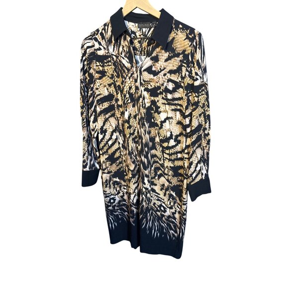 Carlisle Collection Womens Animal Print Long Sleeve Shirt Dress Size 8 - Picture 1 of 4